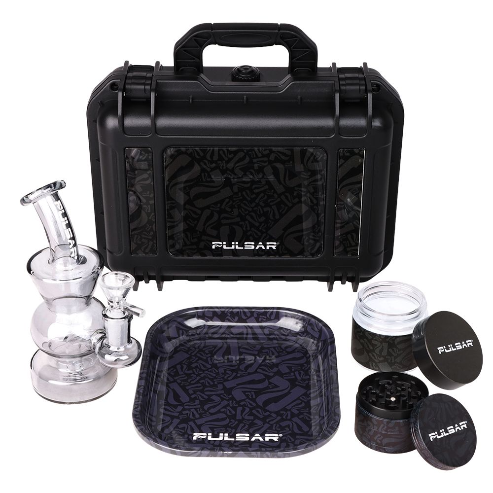 Pulsar Bent Neck Water Pipe Smoker's Hard Case Travel Set