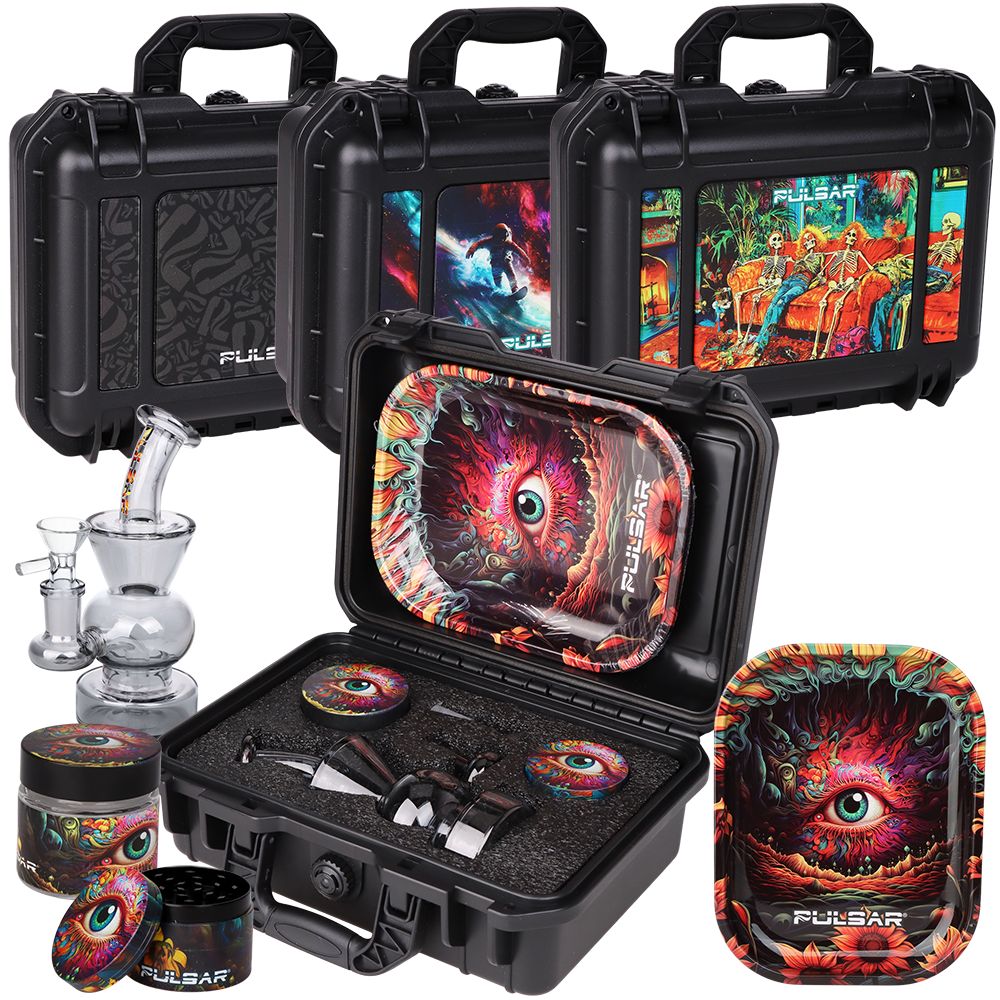 Pulsar Bent Neck Water Pipe Smoker's Hard Case Travel Set