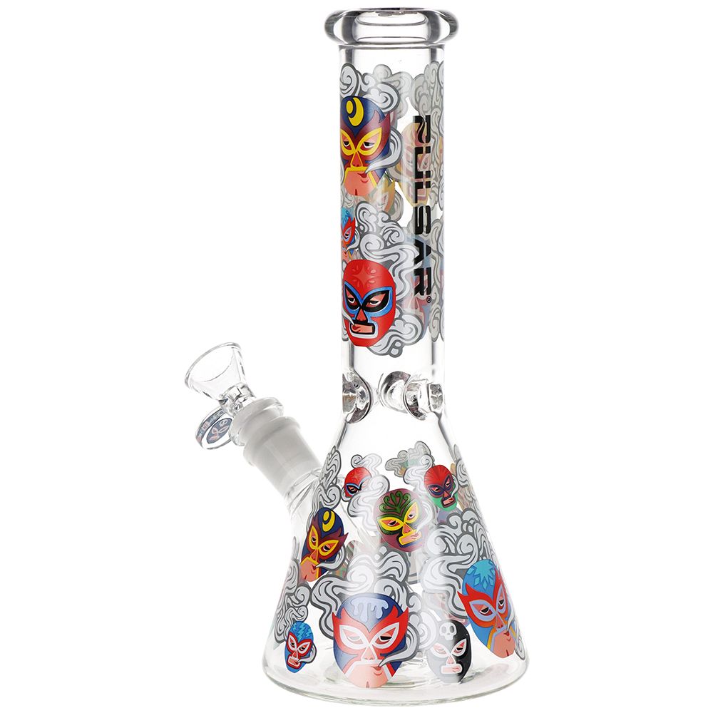 Pulsar Luchadors Beaker Glass Water Pipe 10"