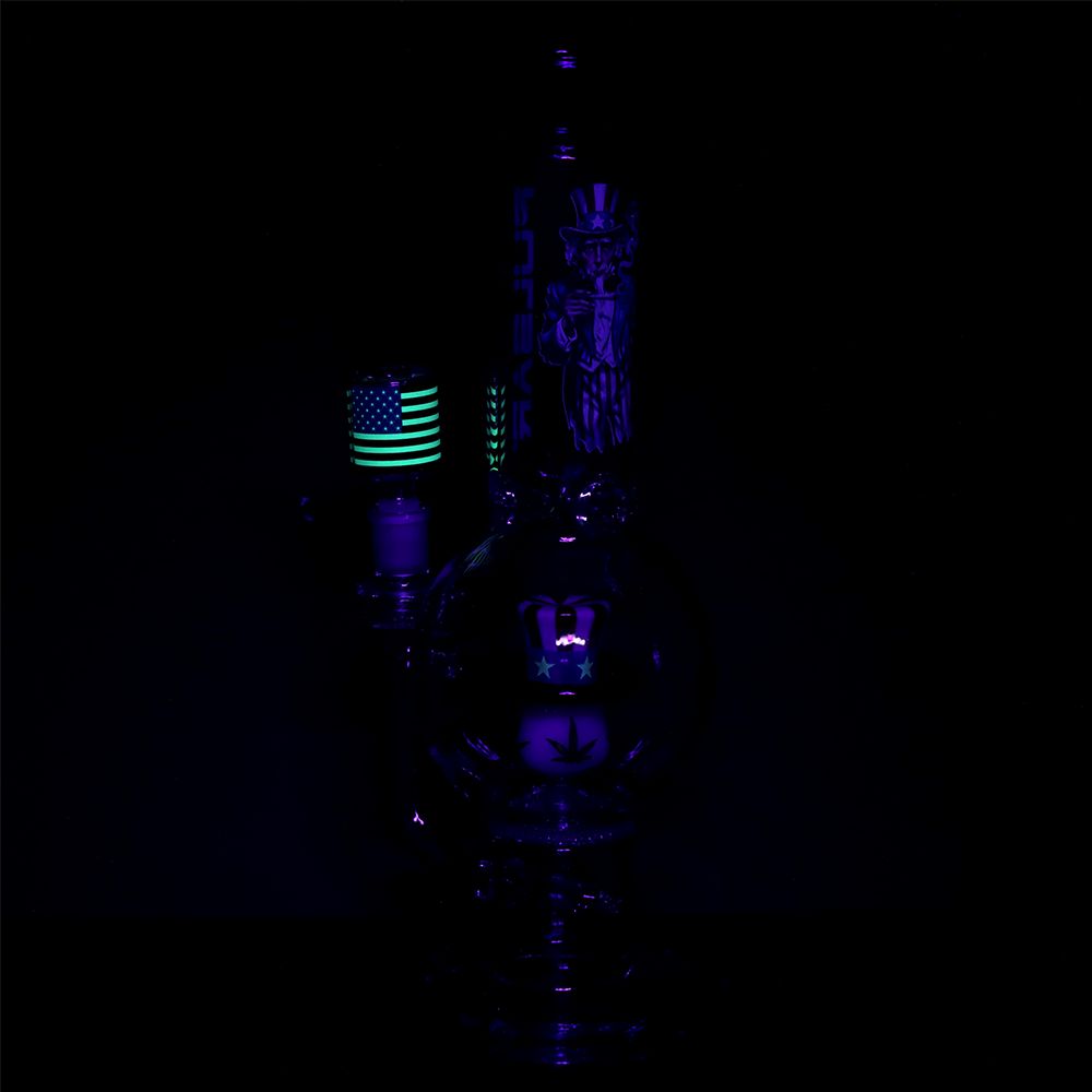 Pulsar USA Top Hat Bubble Base Glass Water Pipe Glow in the dark