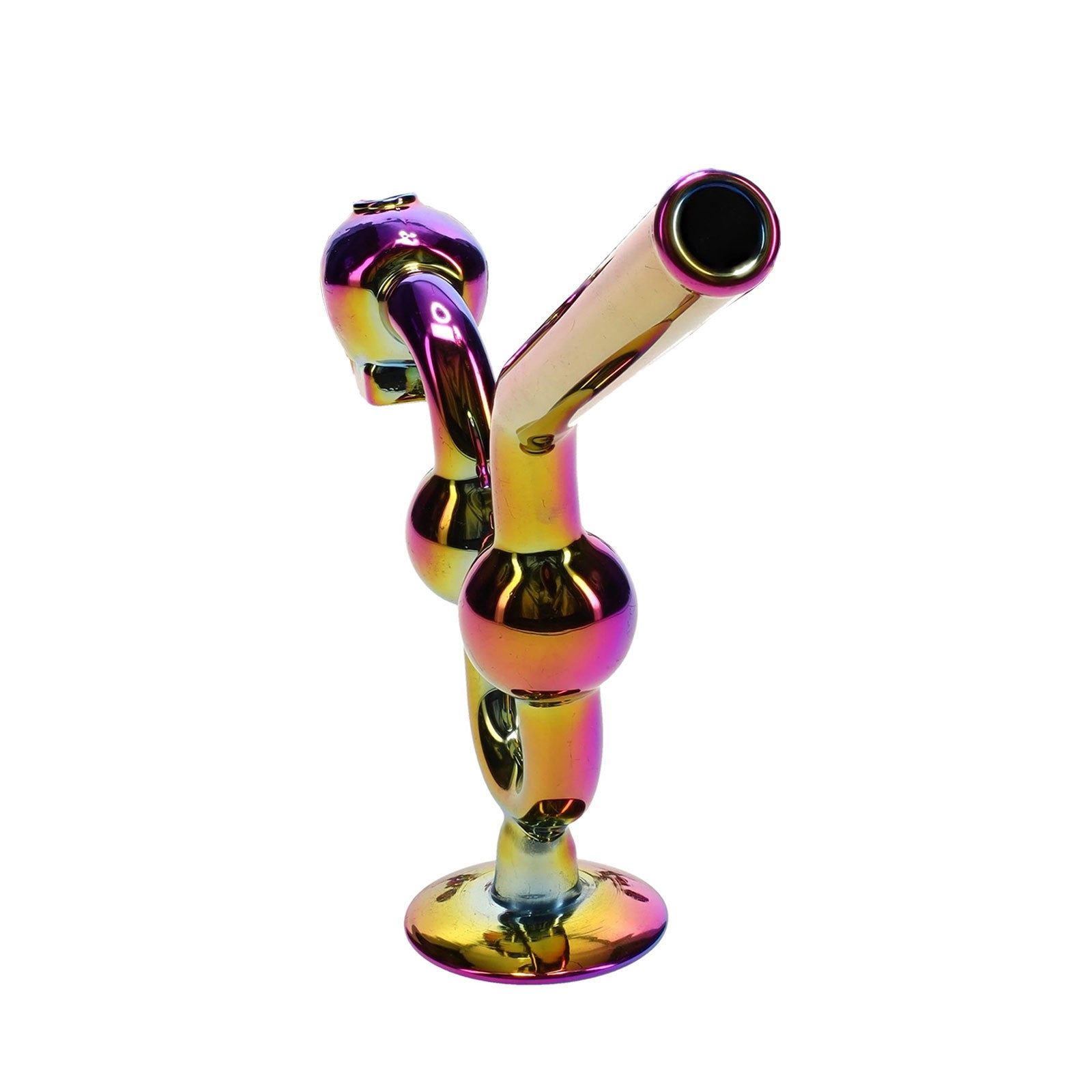 Rainbow Metallic Glass Skull Oil Burner Pipe “Chrome Reaper” 