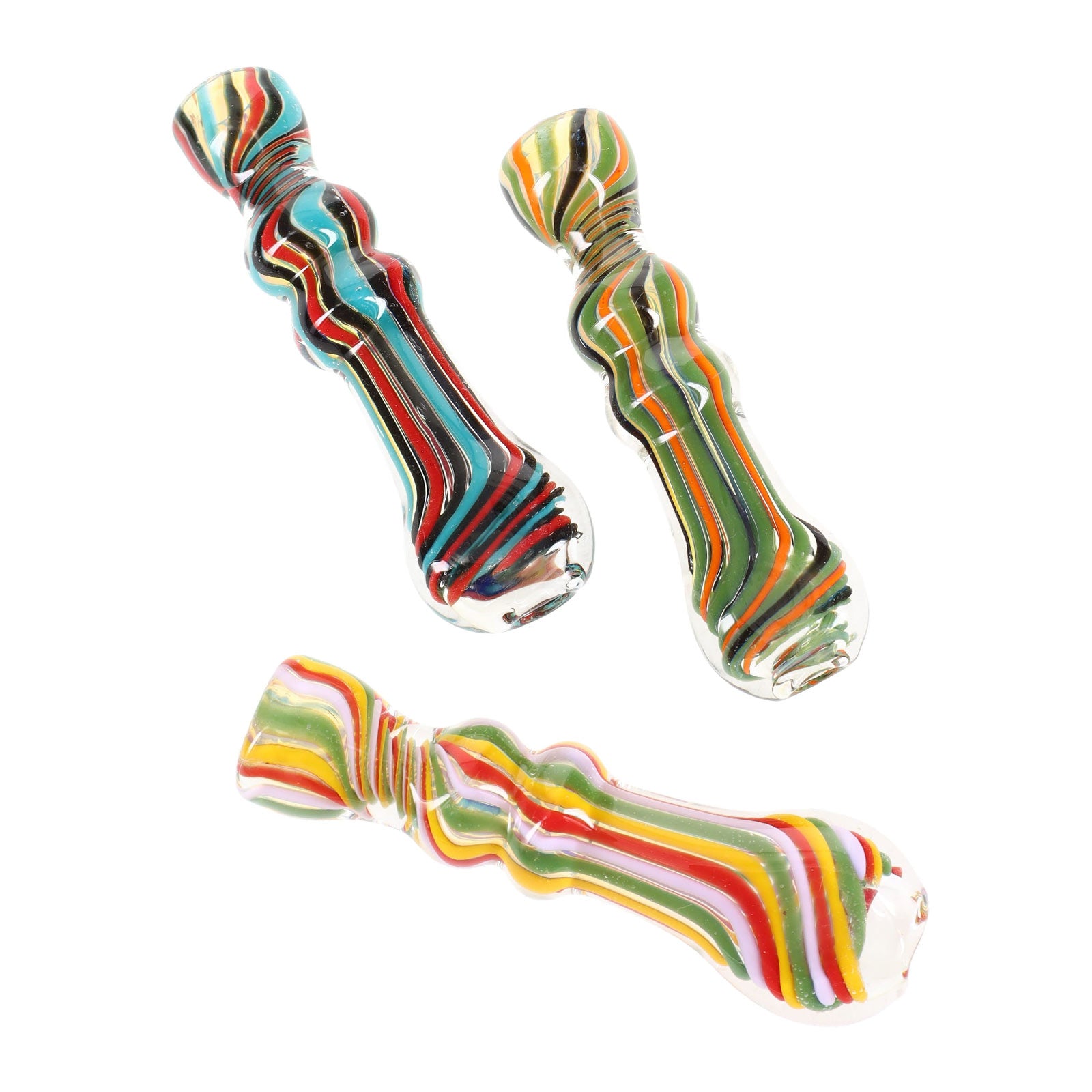 Rainbow Taster Striped Chillum Glass All Colors