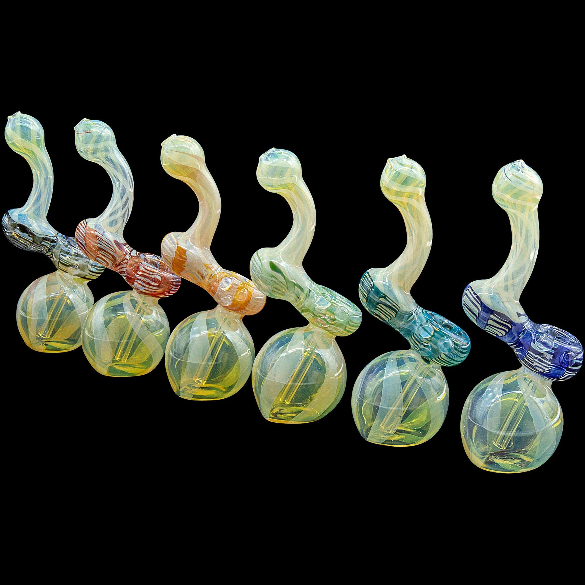 Various colors of Rake Bubb Fumed Sherlock Bubbler