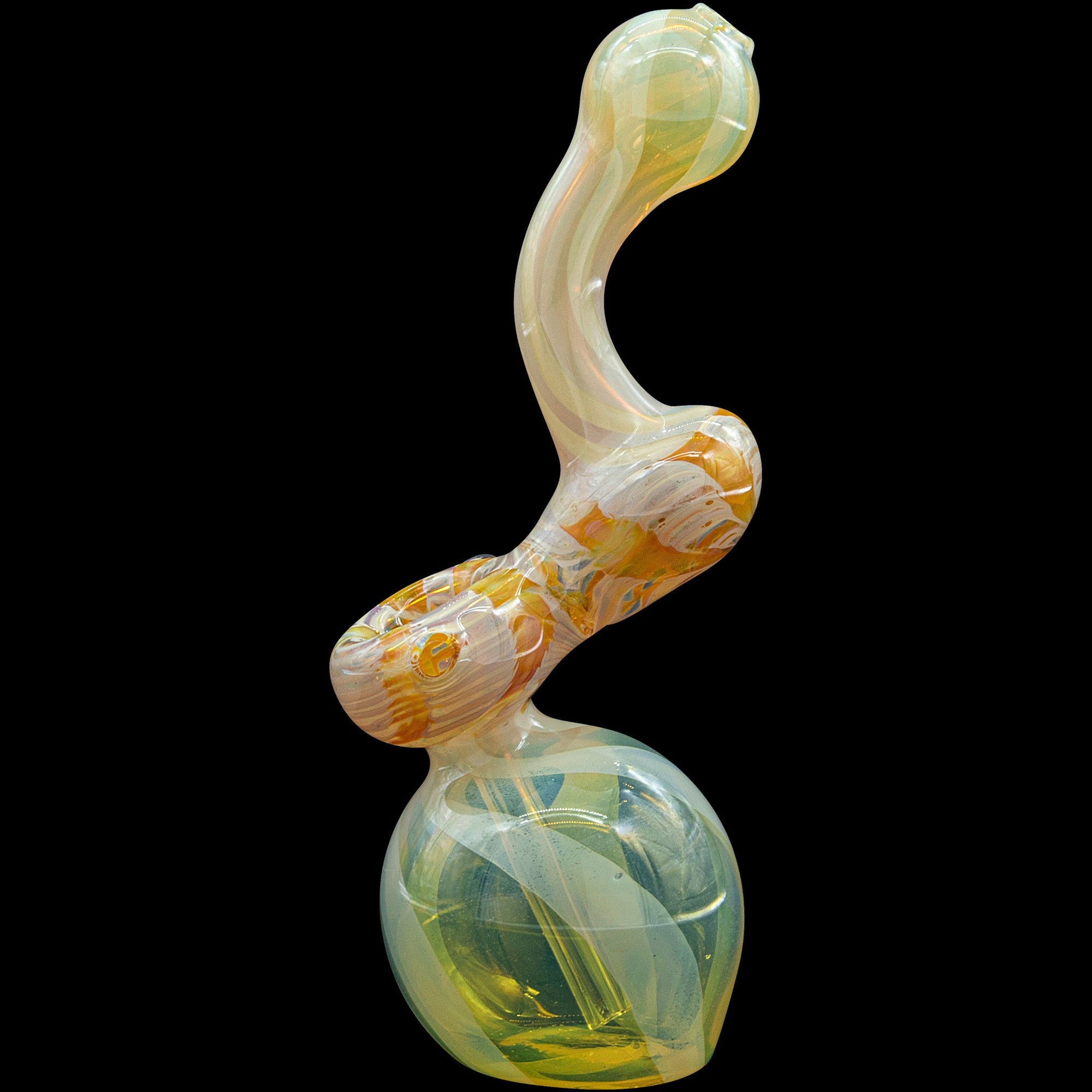 Left side view of Caramel Rake Bubb Fumed Sherlock Bubbler