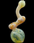 Left side view of Caramel Rake Bubb Fumed Sherlock Bubbler