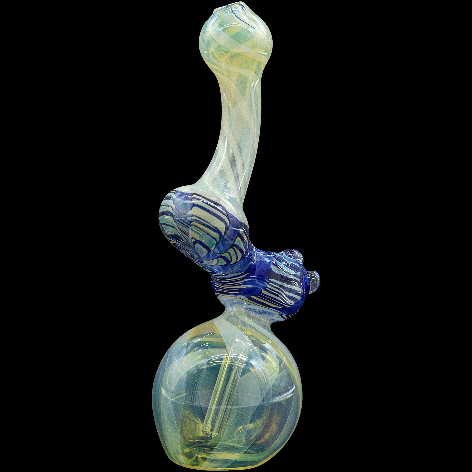 Rake Bubb Fumed Sherlock Bubbler in Cobalt Blue – back view