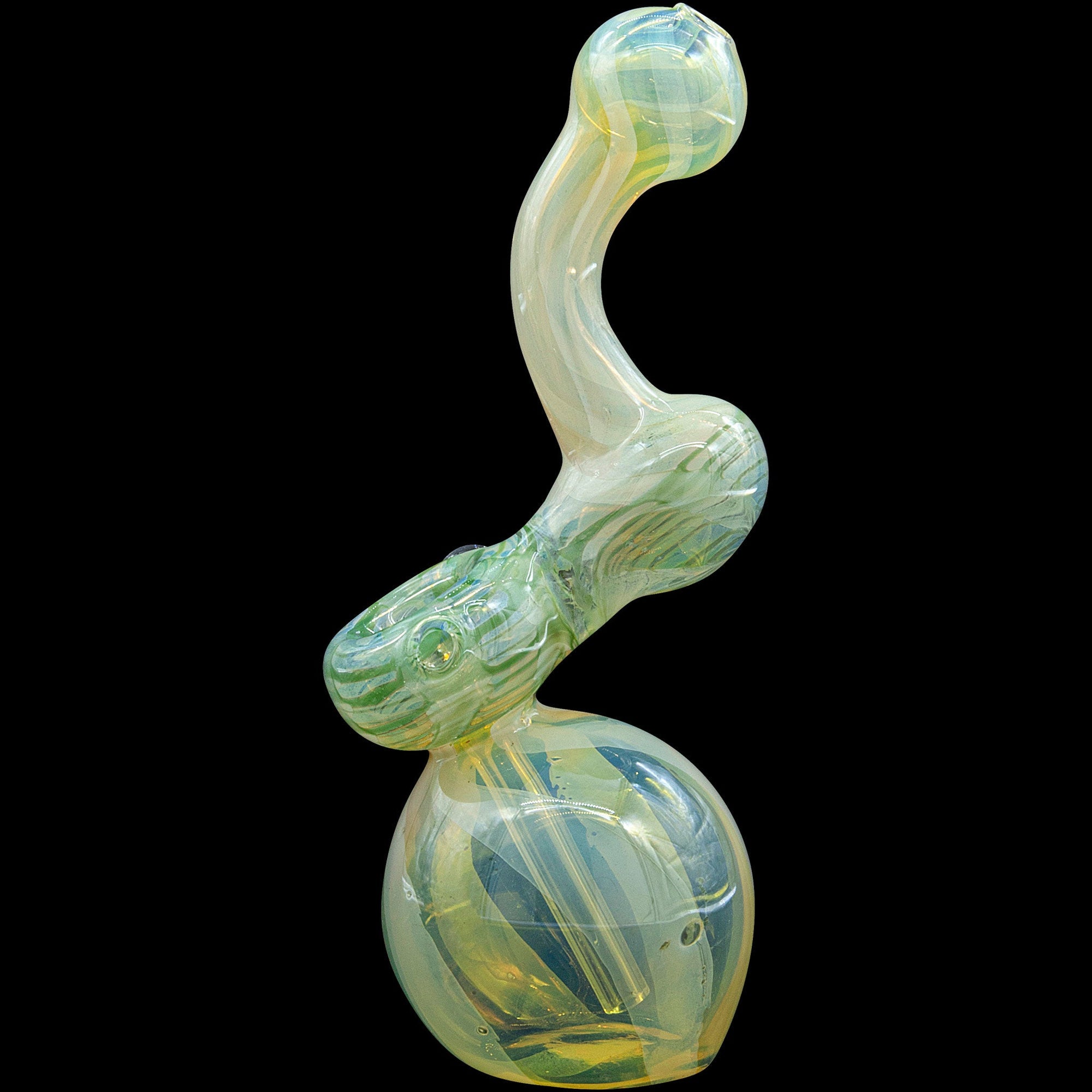 Left side of Rake Bubb Fumed Sherlock Bubbler in Forest Green