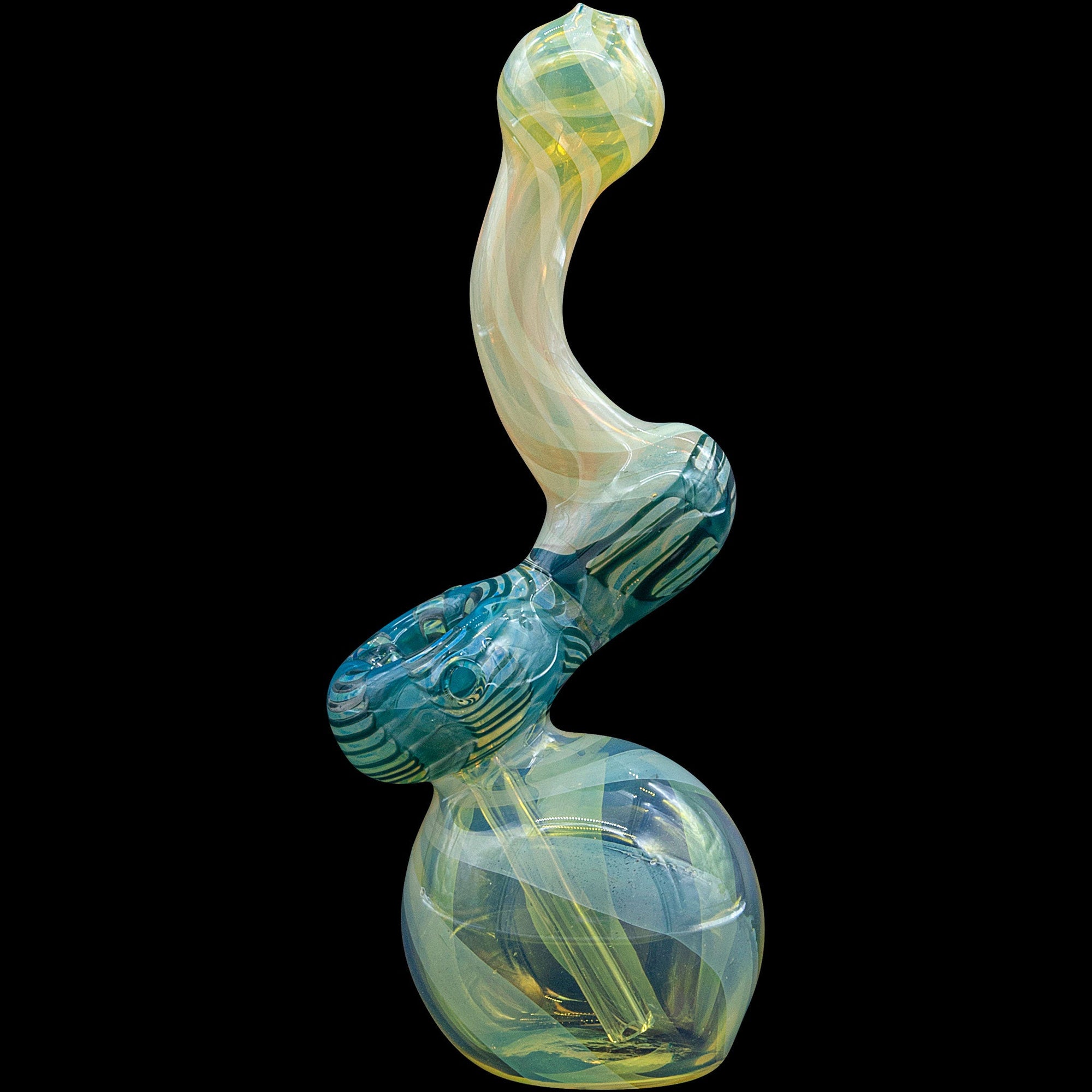 Rake Bubb Fumed Sherlock Bubbler in Ocean Surf – left side