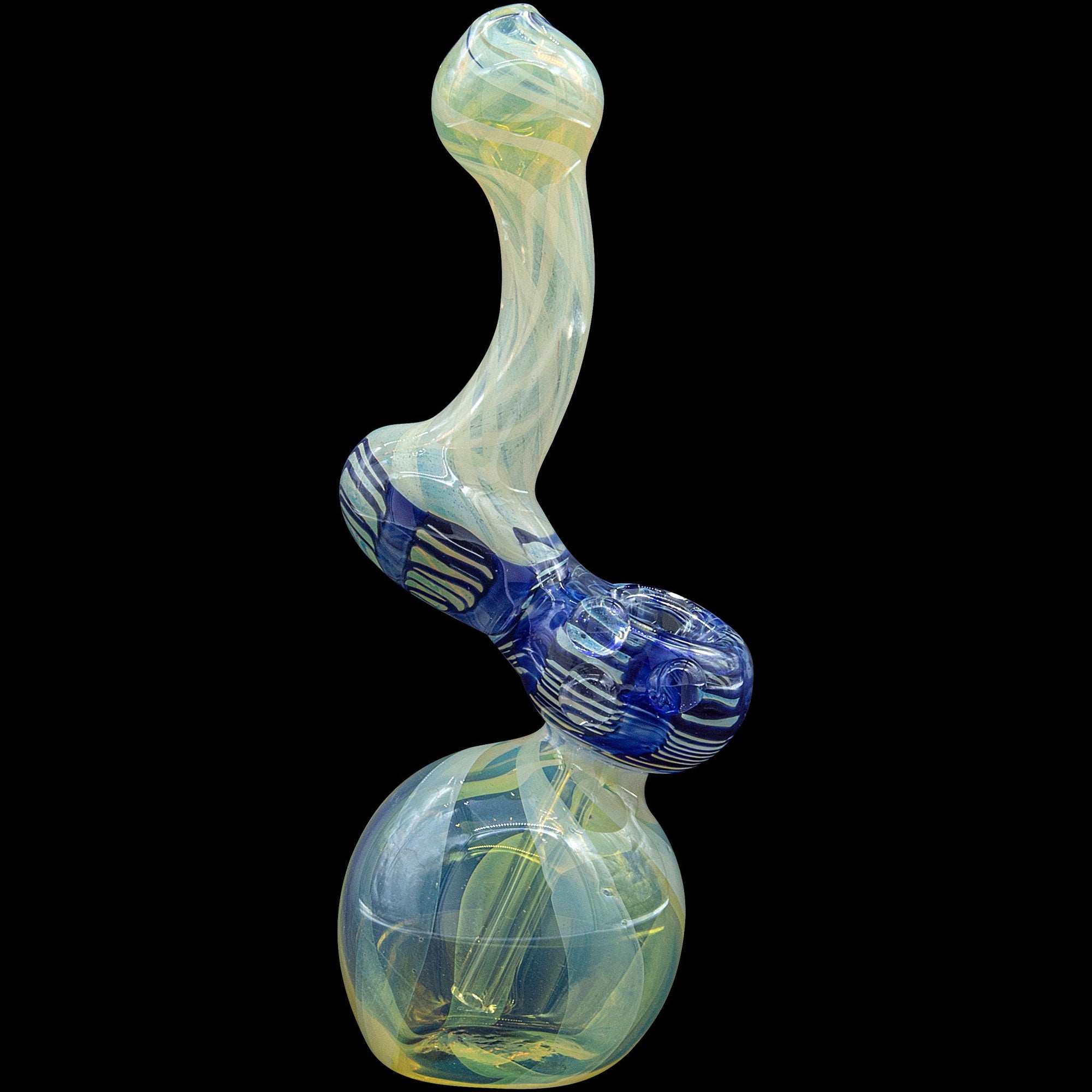 Rake Bubb Fumed Sherlock Bubbler in Cobalt Blue – side view