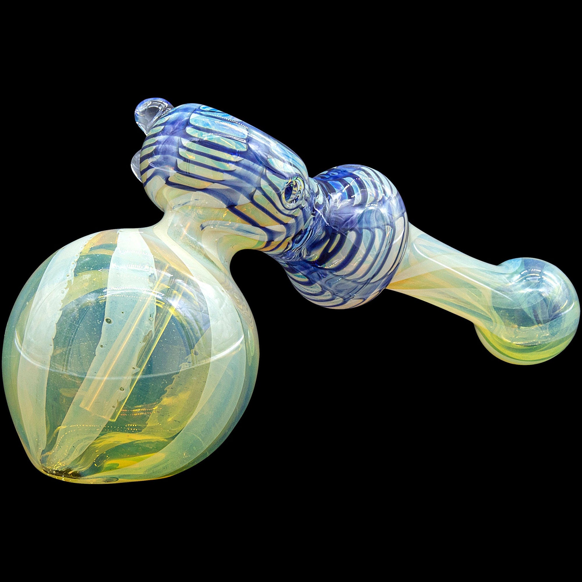 Raked Fumed Hammer Bubbler in Cobalt Blue