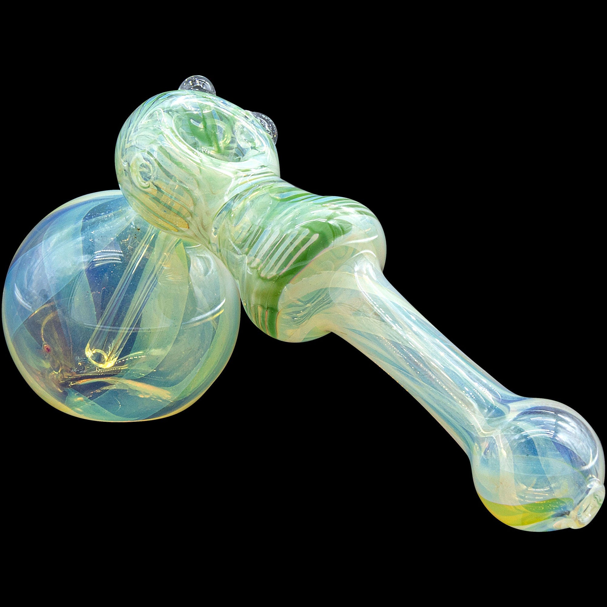 Detail shot of Raked Hammer Fumed Hammer Bubbler in Forest Green