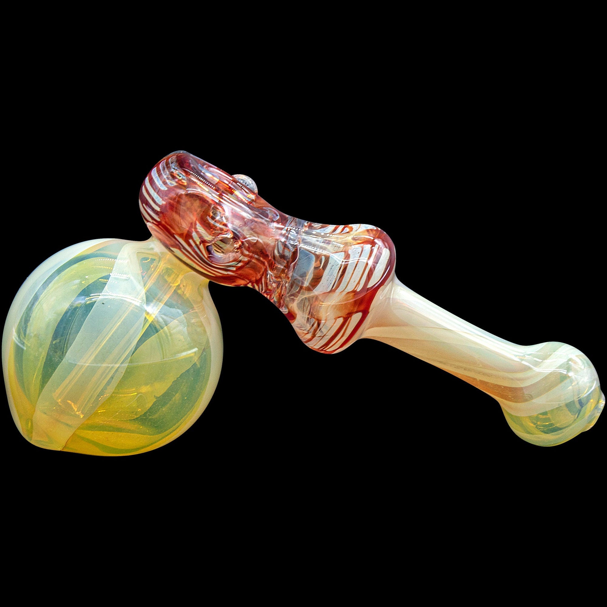 Raked Hammer Fumed Hammer Bubbler in Ruby Red