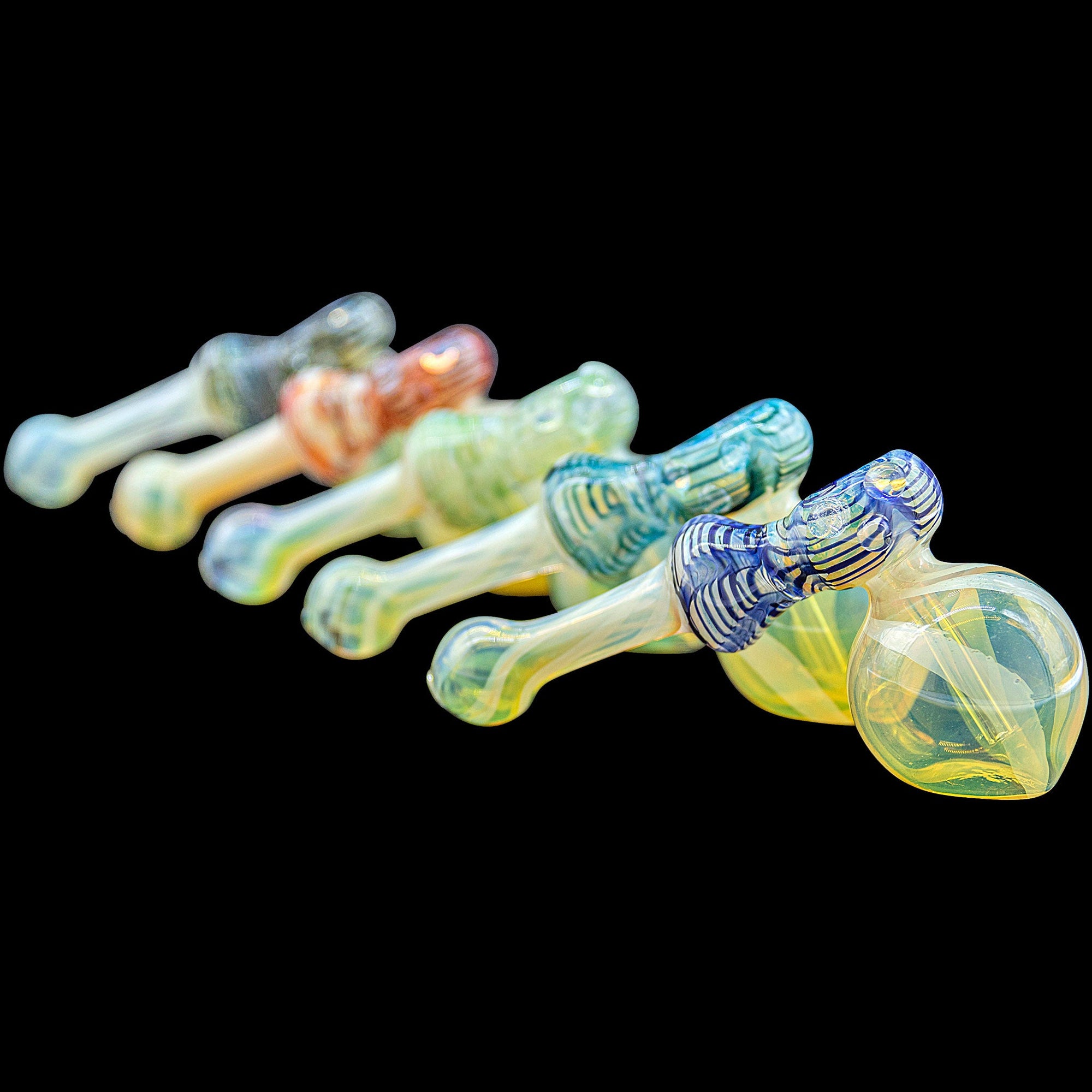 Raked Hammer Fumed Hammer Glass Bubbler