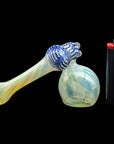 side view of Cobalt Blue Raked Sidecar Fumed Bubbler