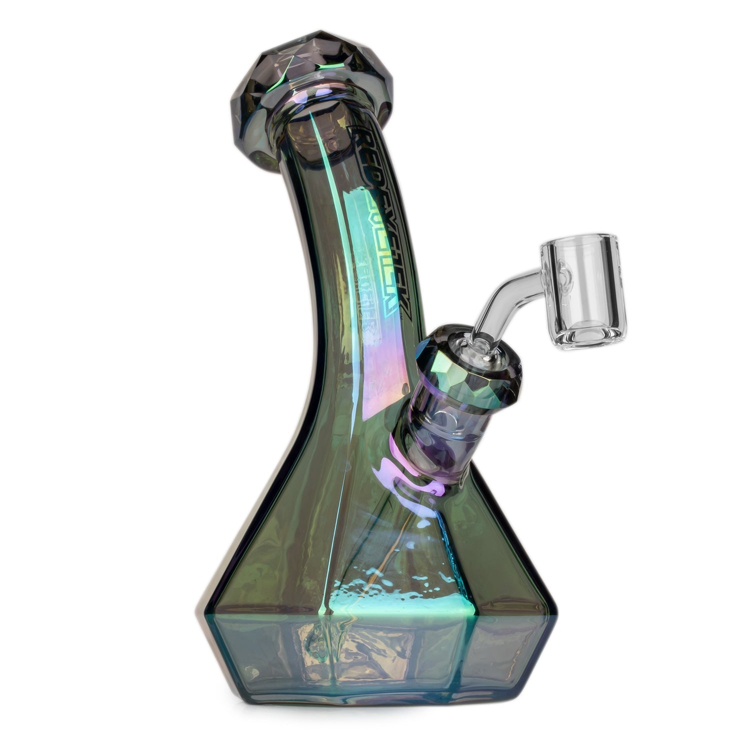 Red Eye Tek Carina Lean Back Beaker Dab Rig in green borosilicate glass