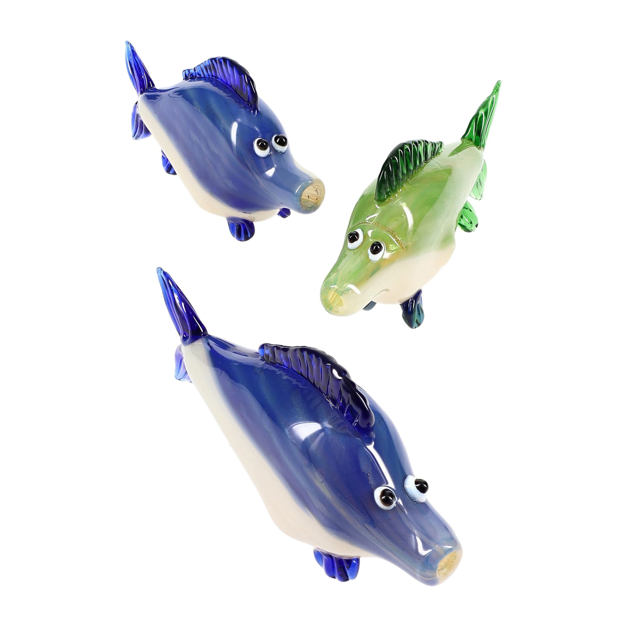 Reef Runner Silver Fumed Glass Fish Hand Pipe