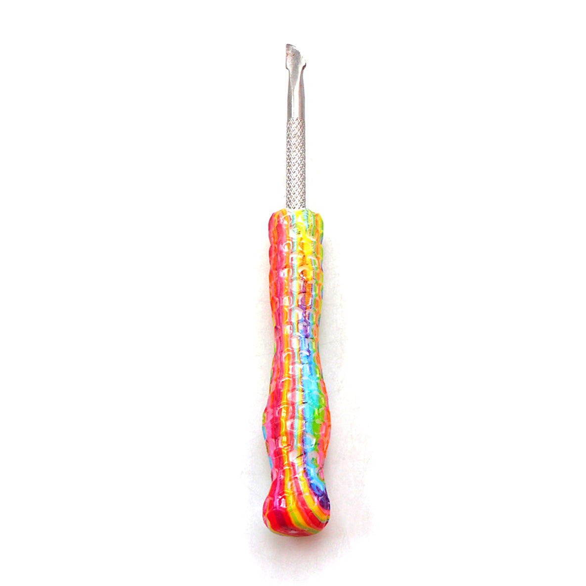 Resin Honeycomb Handle Dab Tool - Rainbow Swirl Resin Handle with Stainless Steel Tip