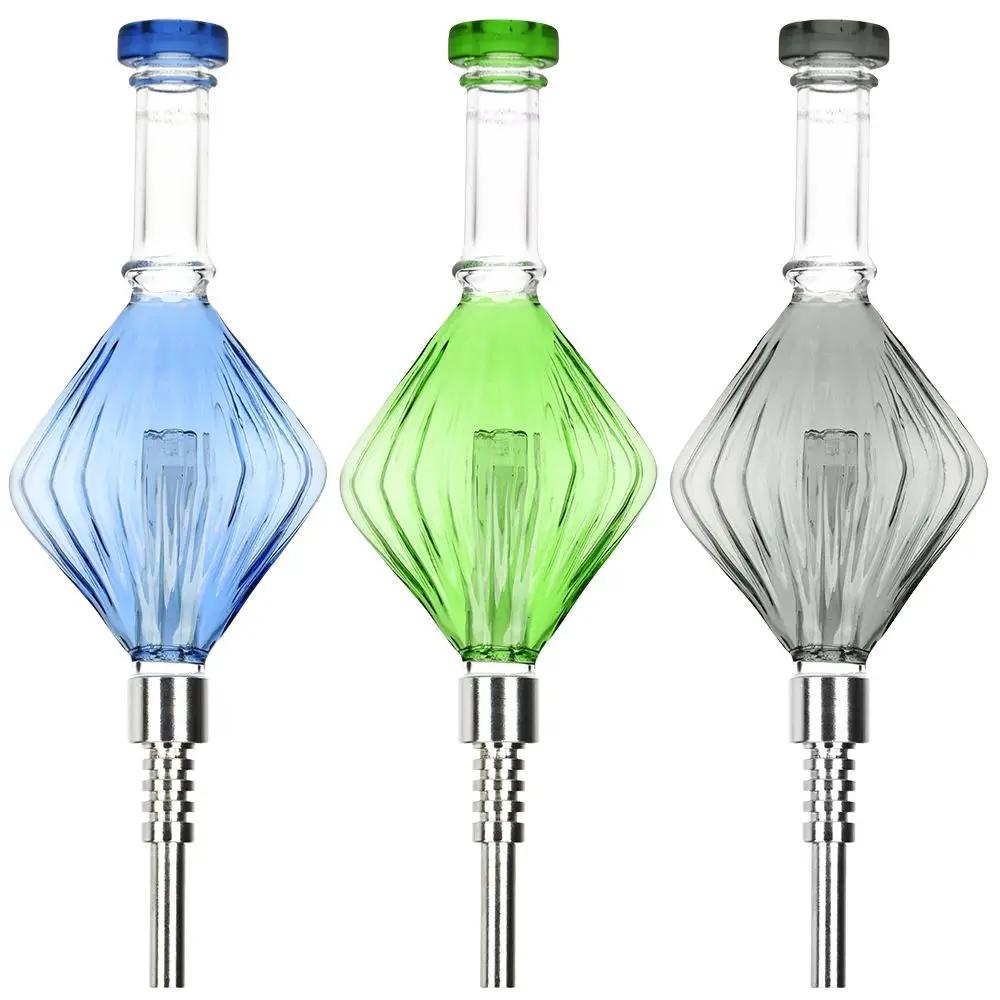 Retro Art Deco Diamond Bubbler Glass Dab Straw