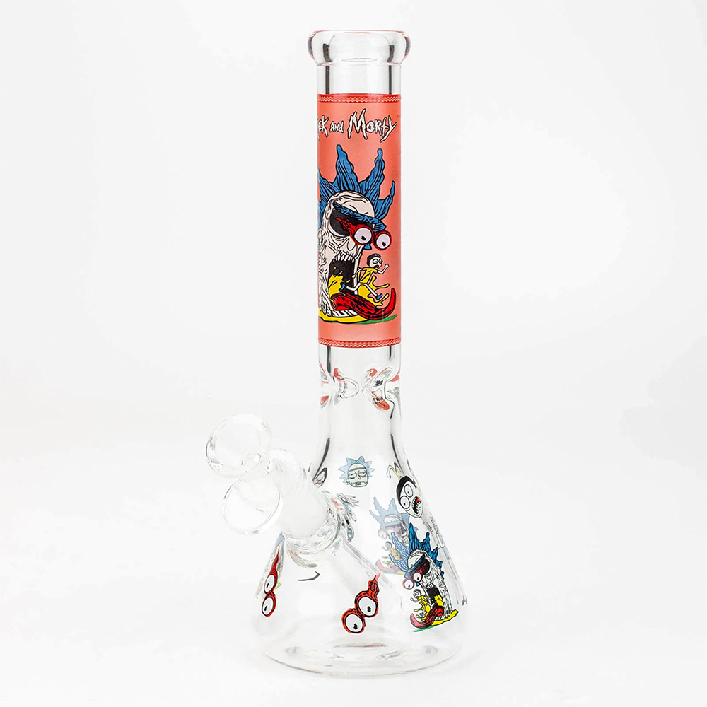10" RM Decal Glow In The Dark Glass Bong - INHALCO