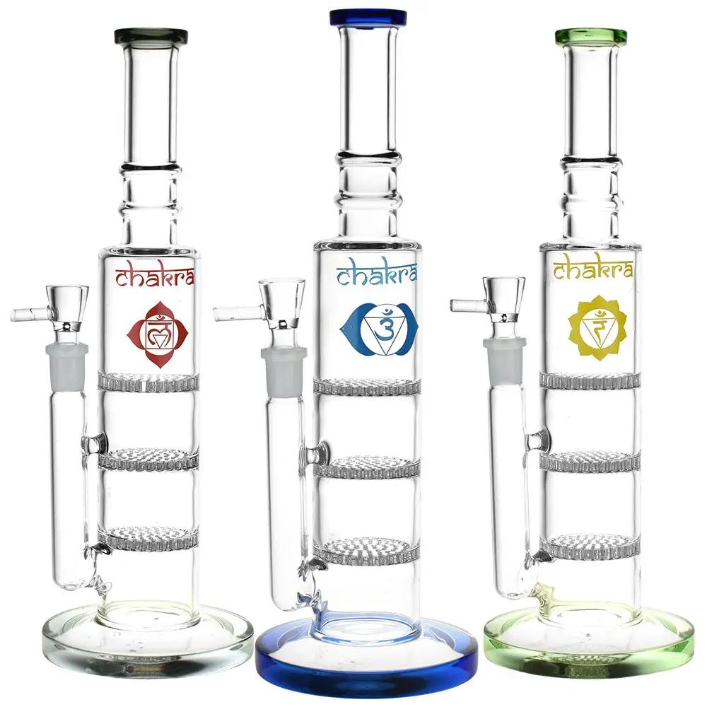 Rising Awareness Chakra Tube Bong Triple Honeycomb Perc