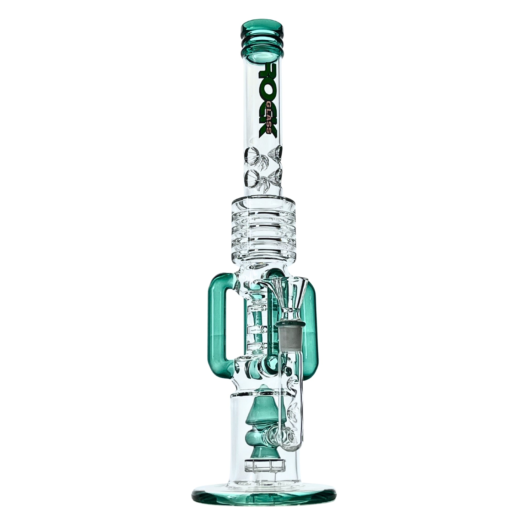 Teal Rock Glacier Bong with double perc and ice catcher