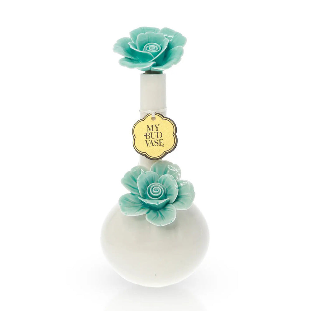 Rosette Ceramic Vase Bong in Aqua Color - inhalco