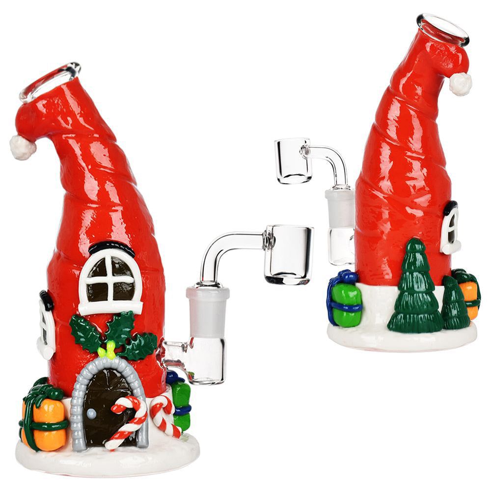 Santa Cap Elf House Resin Glass Dab Rig