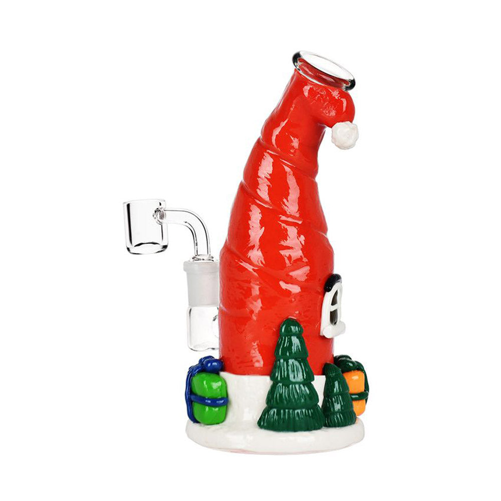 Back view of Santa Cap Elf House Resin Mini Dab Rig