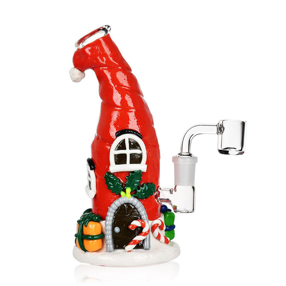 Santa Cap Elf House Resin Mini Dab Rig 7.5 Inch | Holiday Dab Rig – INHALCO