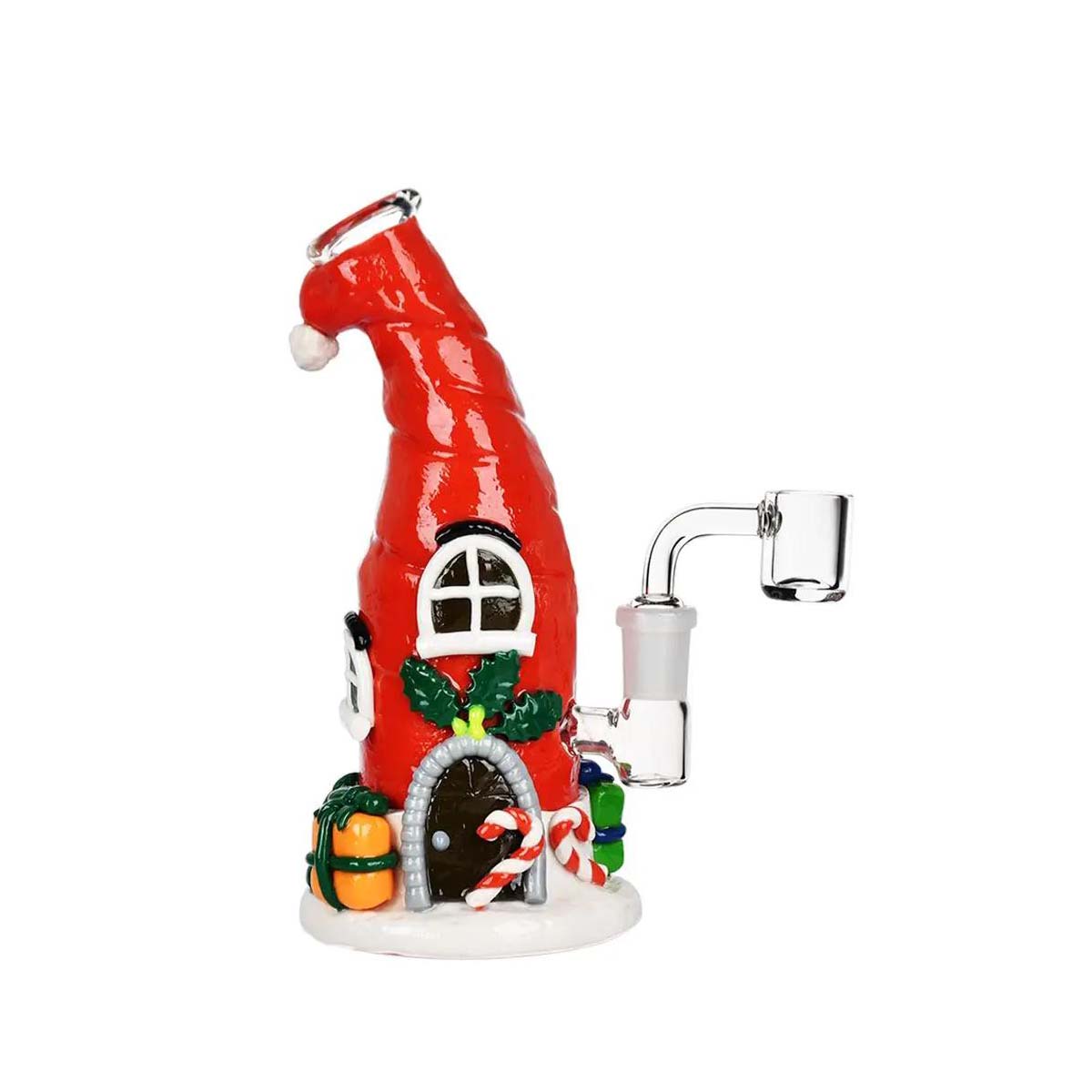 Santa Cap Elf House Resin On Glass Dab Rig