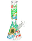 SeshGear 420 Drizzle Glow In The Dark Beaker Glass Water Pipe 10"