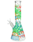SeshGear 420 Drizzle Glow In The Dark Beaker Glass Water Pipe 10"