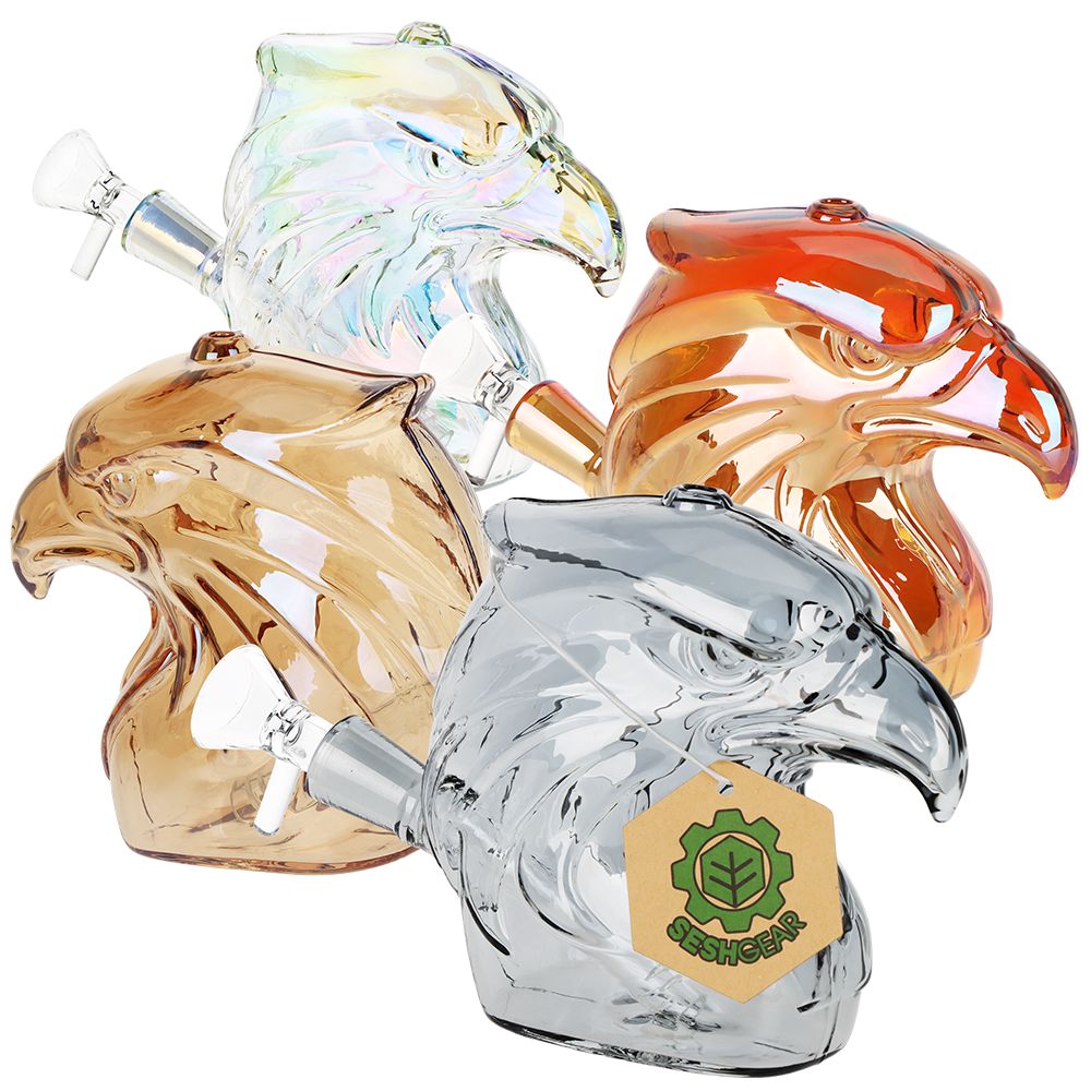 SeshGear Eagle Eye Electroplated Glass Water Pipe 4 COLORS - INHALCO