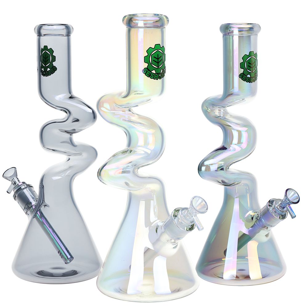 SeshGear Electro Zig Zag Beaker Glass Water Pipe -INHALCO