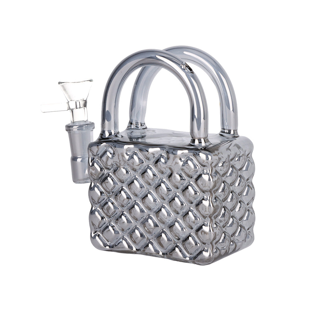 Gray SeshGear Luxury Hand Bag Glass Water Pipe on a white background