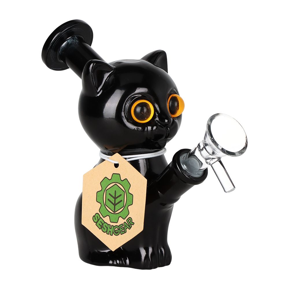 SeshGear Mesmorizing Kitty Glass Water Pipe black