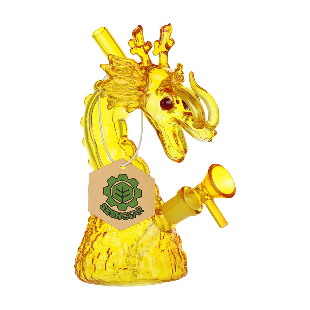 SeshGear Rising Dragon Glass Water Pipe yellow