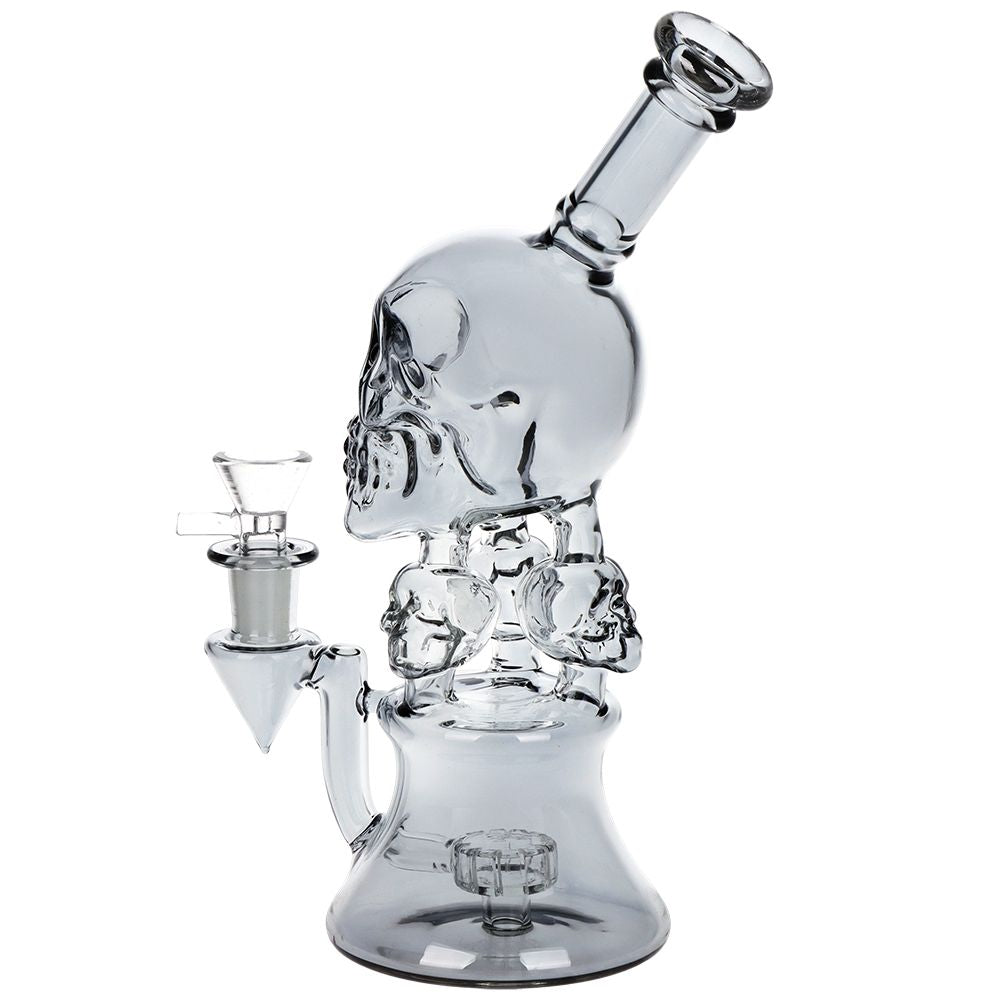 SeshGear Stacked Skulls Electroplated Glass Water Pipe Side - INHALCO