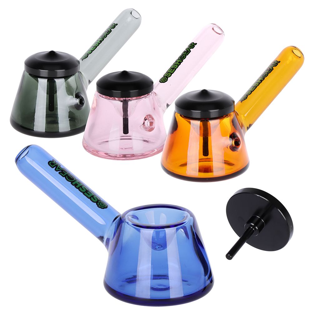 SeshGear Tamped and Poked Glass Hand Pipes 4 Colors - INHALCO