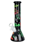 420 Leaf & Shroom Glow-in-the-Dark Water Pipe front view