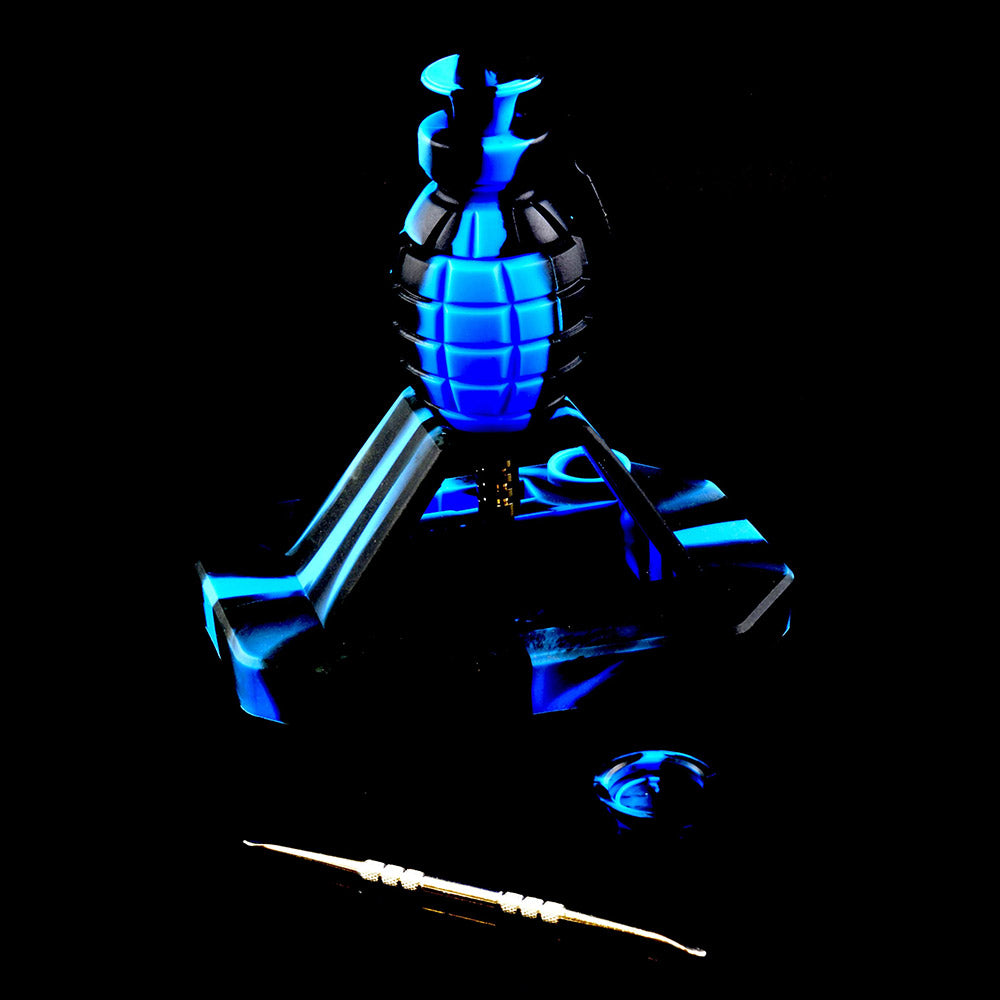 Silicone Grenade Dab Straw Kit - Black and Blue color