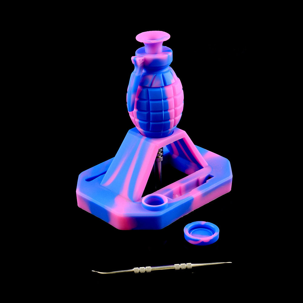 Silicone Grenade Dab Straw Kit - Blue and Pink color