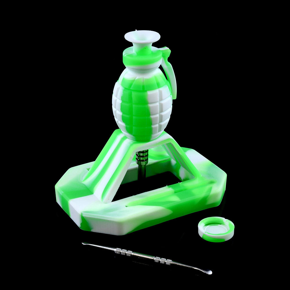Silicone Grenade Dab Straw Kit - Green and White color