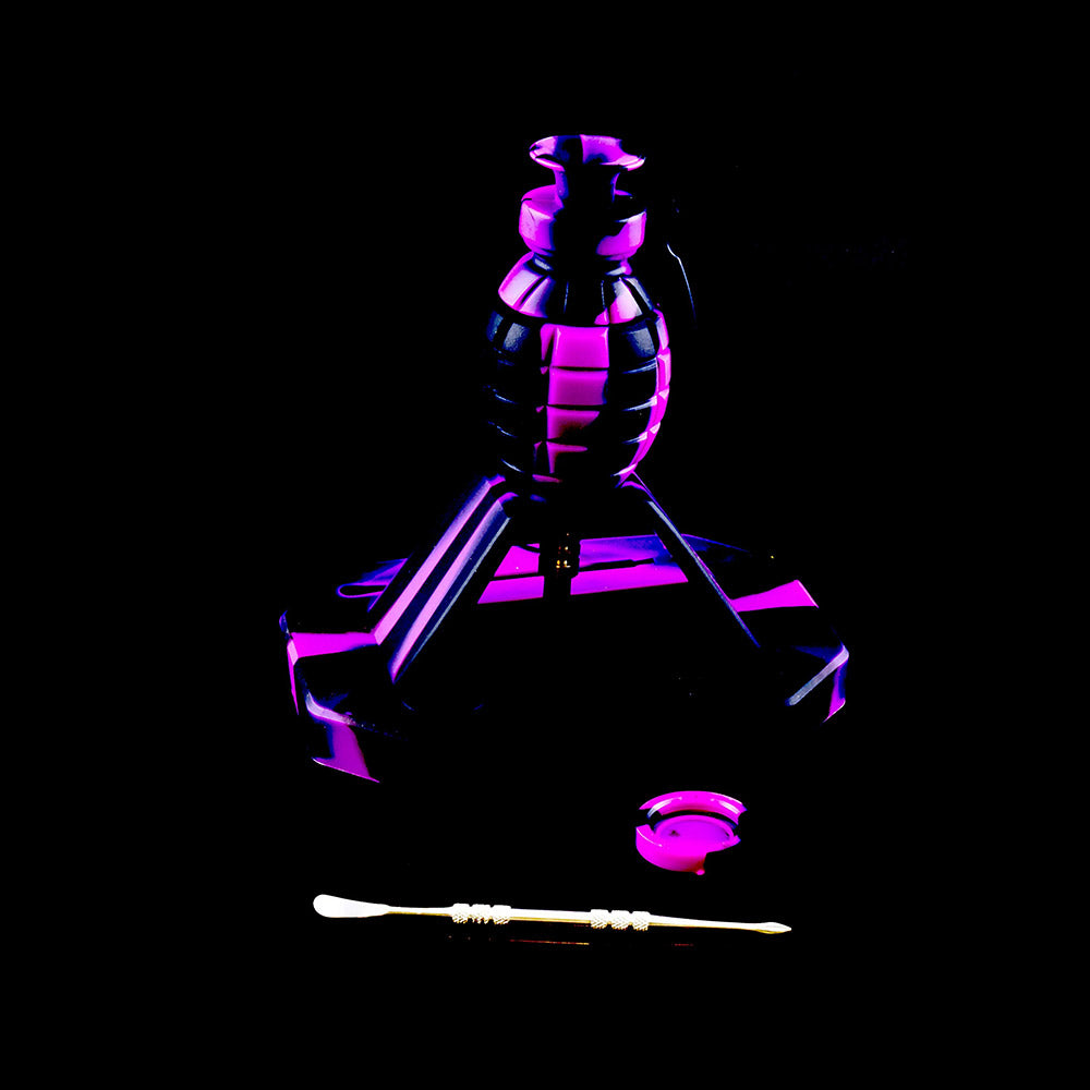 Silicone Grenade Dab Straw Kit - Purple and Black color