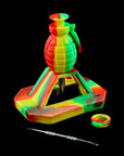 Silicone Grenade Dab Straw Kit - Rasta color