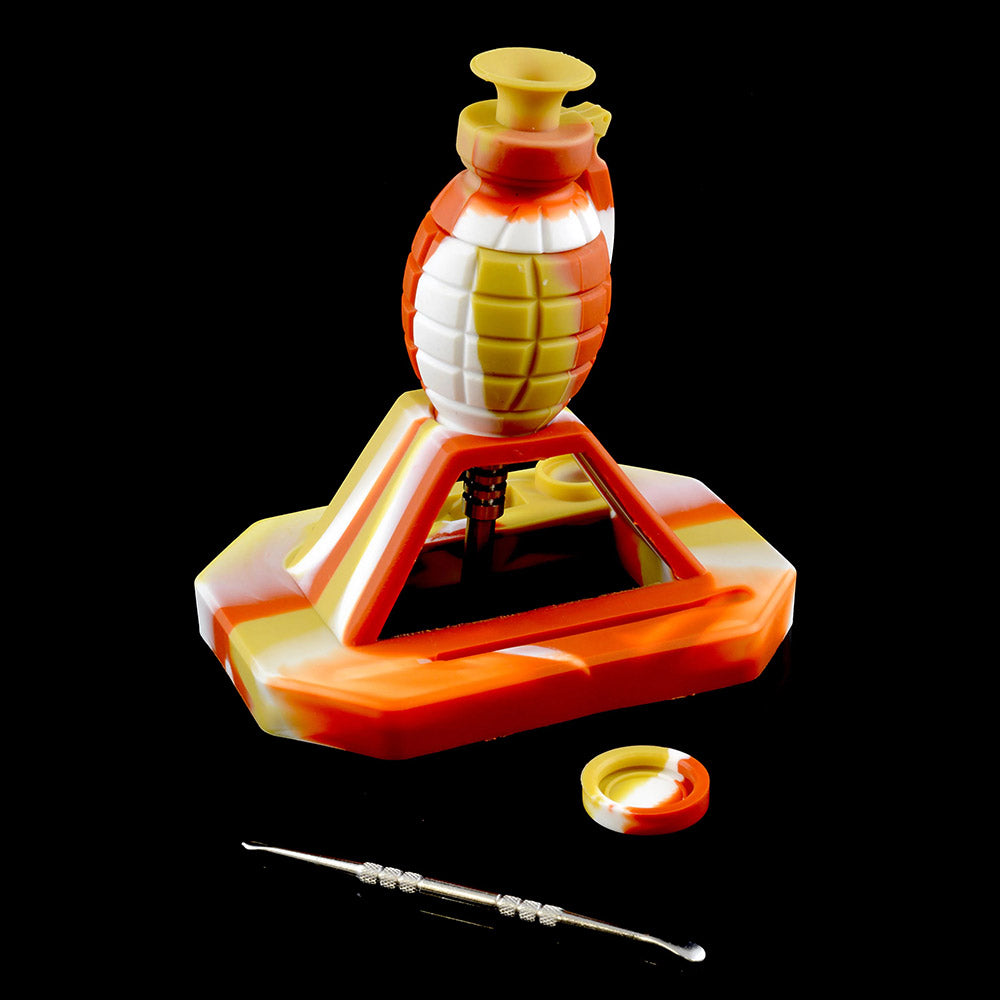 Silicone Grenade Dab Straw Kit - Red, White, and Tan color
