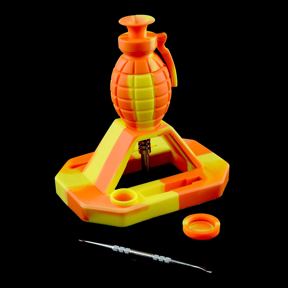 Silicone Grenade Dab Straw Kit - Yellow and Orange color