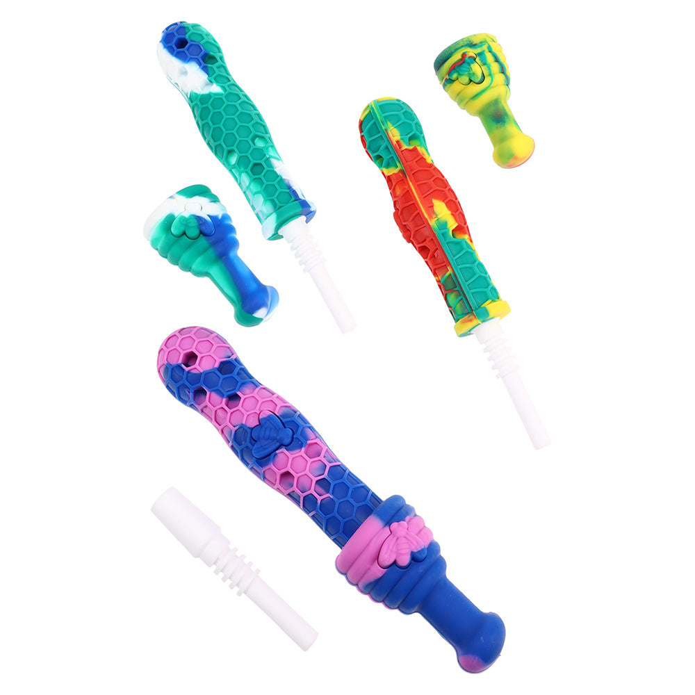 Silicone Honeycomb Dab Straw – colorful honeycomb design