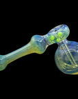 side view of Green Slime Silver Fumed Glass Hammer Bubbler