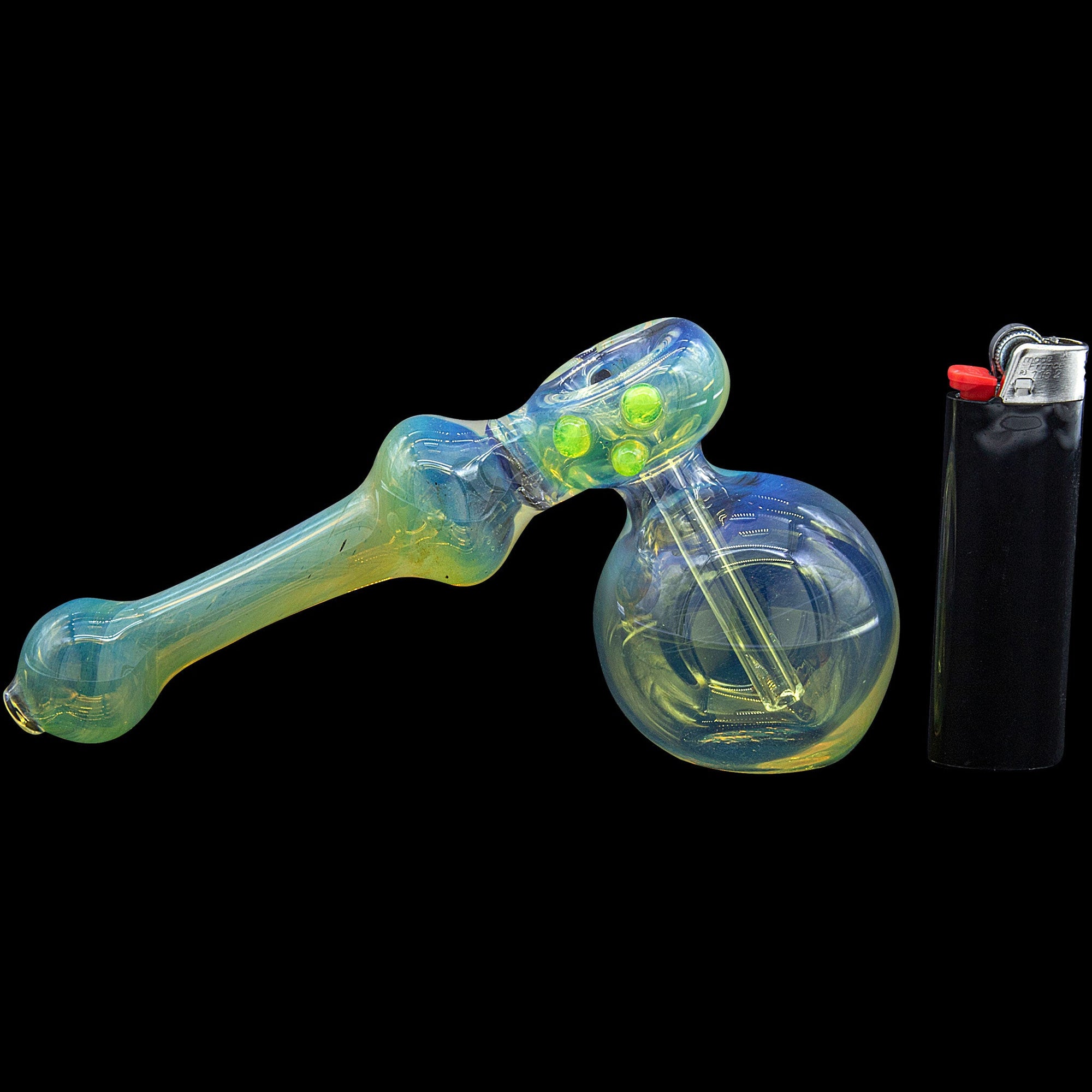Green Slime Silver Fumed Glass Hammer Bubbler pipe